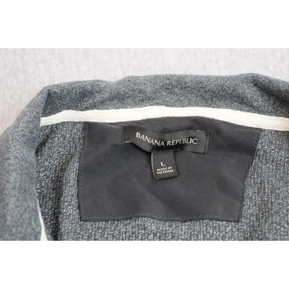 Banana Republic Jacket Sweater Mens Large Gray Cotton Blend Full Zip Pockets‎